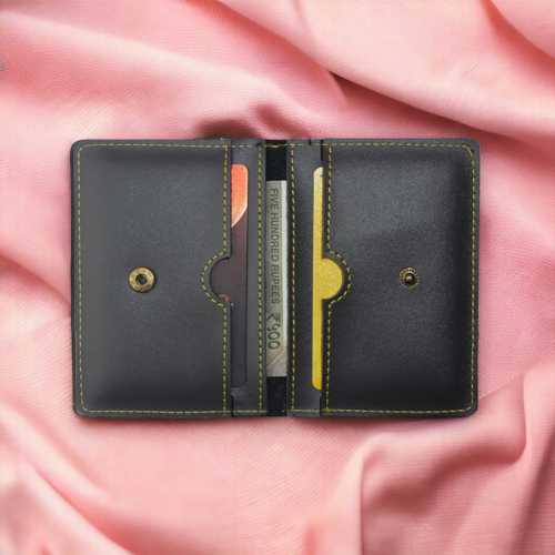 PERSONALISED LEATHER  CARD HOLDER - BLACK hover