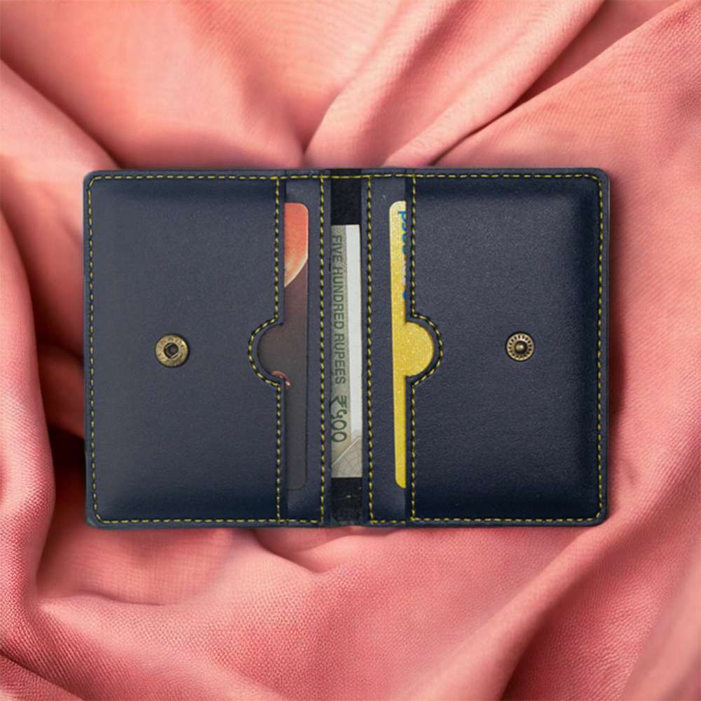 PERSONALISED LEATHER  CARD HOLDER - BLUE hover