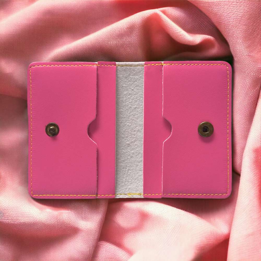 PERSONALISED LEATHER  CARD HOLDER - PINK hover
