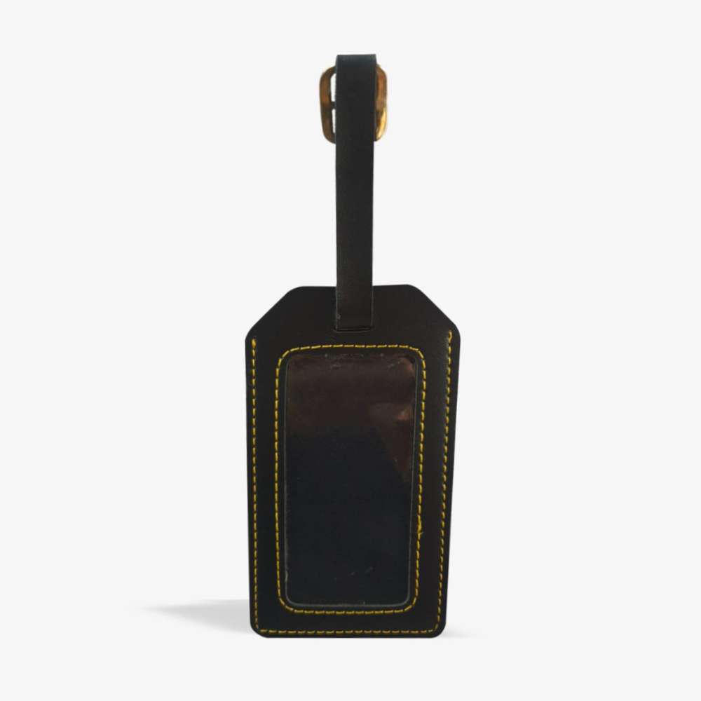 PERSONALISED LEATHER LUGGAGE TAG - BLACK hover