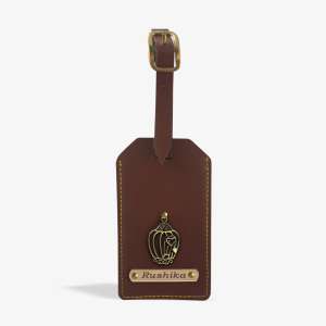 PERSONALISED LEATHER LUGGAGE TAG - BROWN