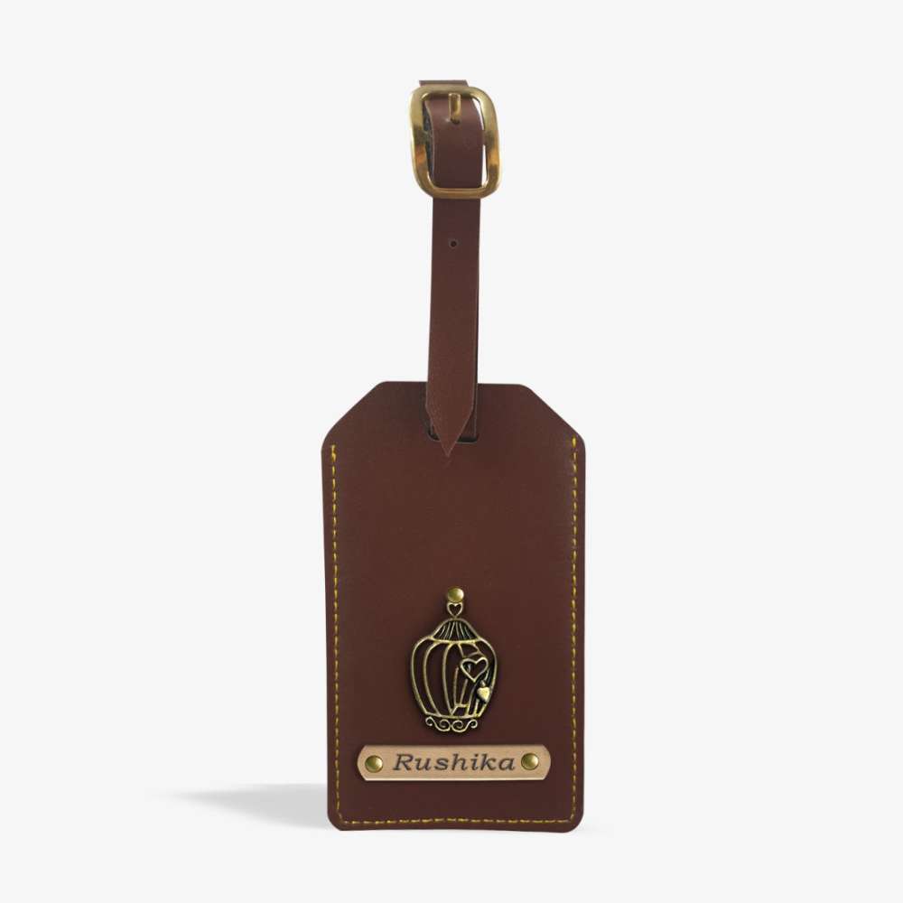 PERSONALISED LEATHER LUGGAGE TAG - BROWN