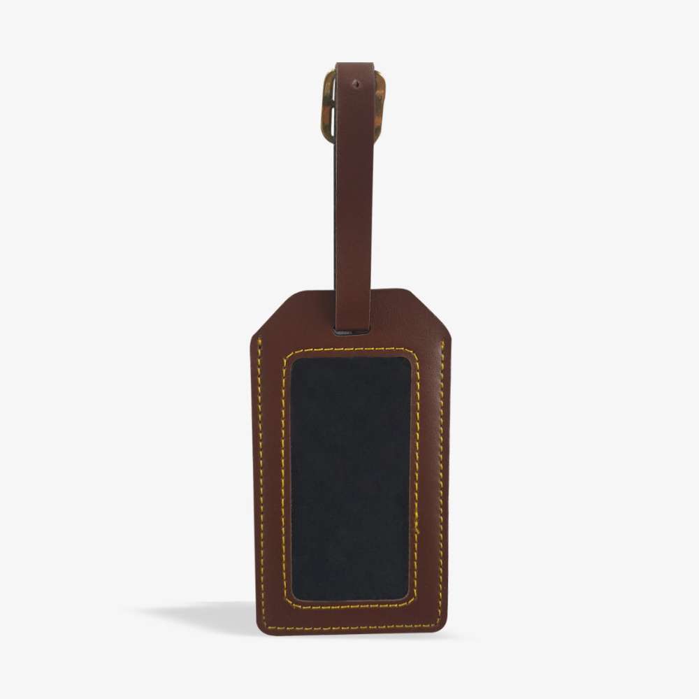 PERSONALISED LEATHER LUGGAGE TAG - BROWN hover