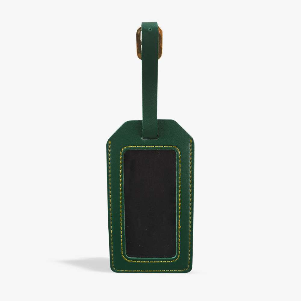 PERSONALISED LEATHER LUGGAGE TAG - OLIVE hover