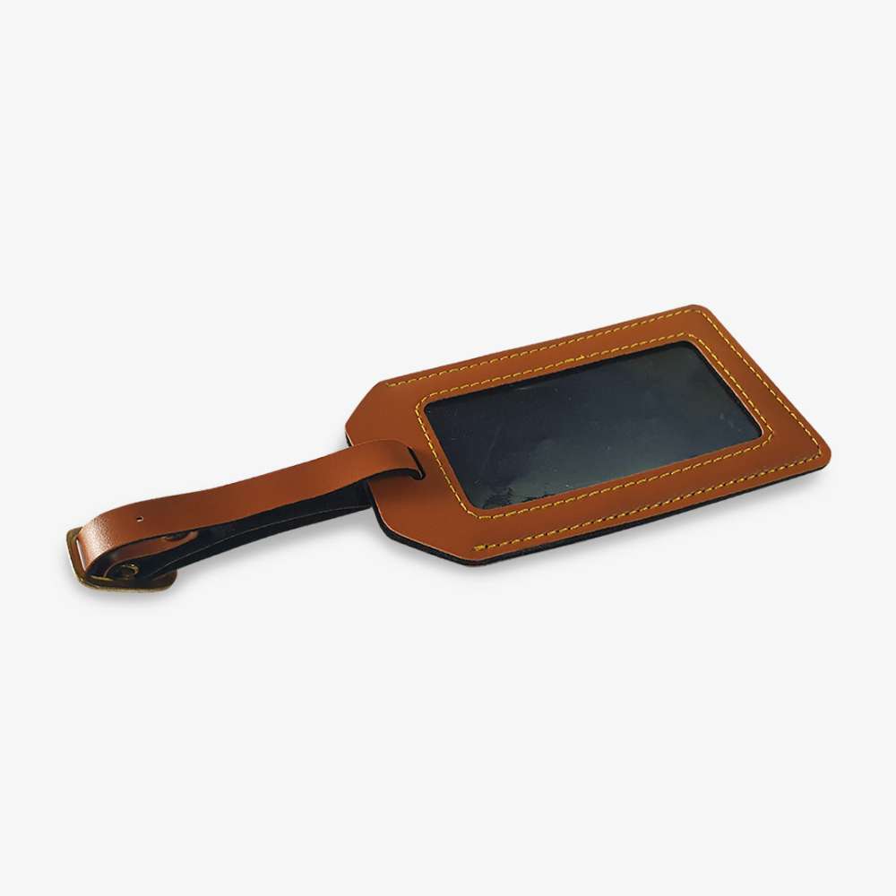 PERSONALISED LEATHER LUGGAGE TAG - TAN hover