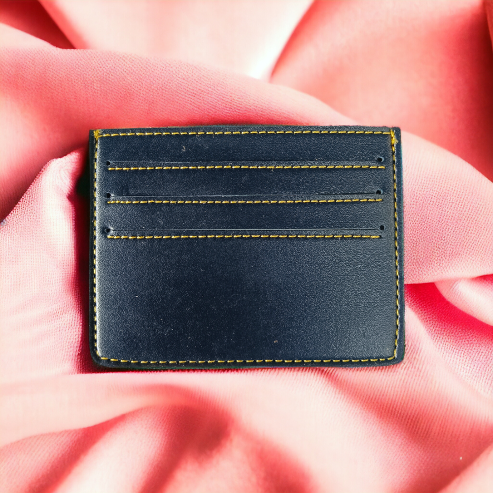 PERSONALISED LEATHER MINIMALISTIC CARD HOLDER - BLUE hover