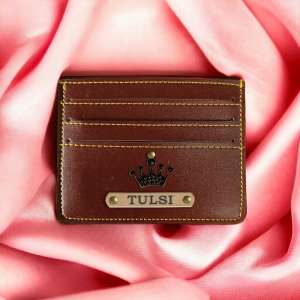 PERSONALISED LEATHER MINIMALISTIC CARD HOLDER - BROWN