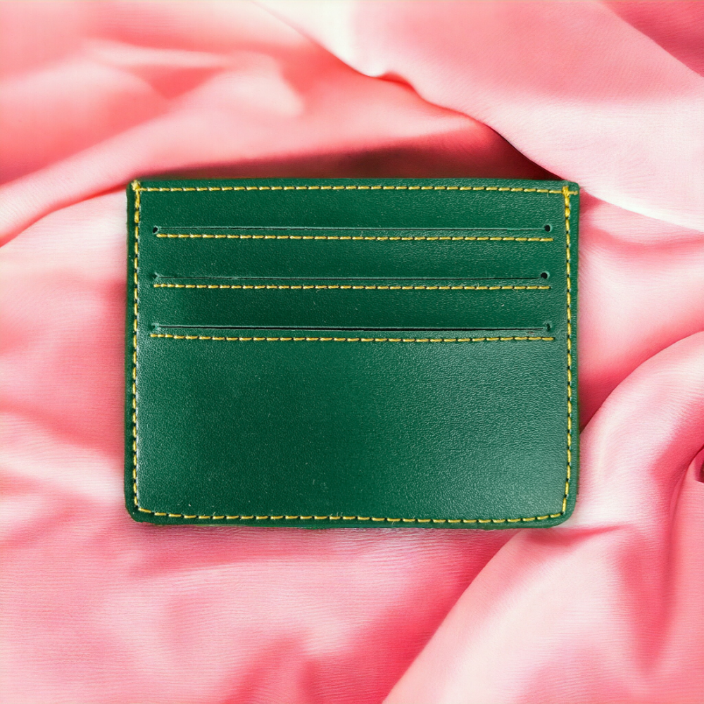 PERSONALISED LEATHER MINIMALISTIC CARD HOLDER - OLIVE hover