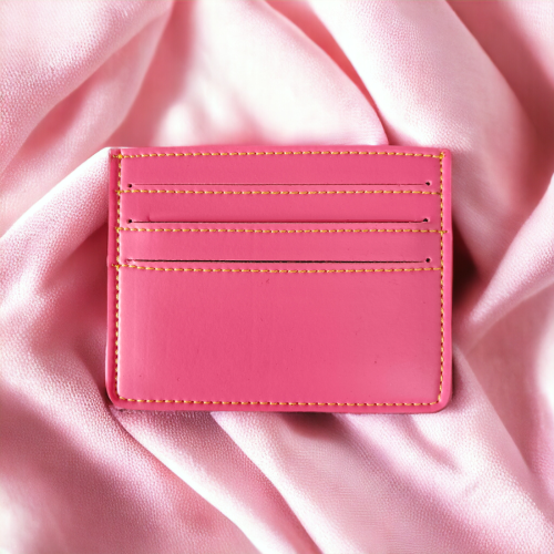 PERSONALISED LEATHER MINIMALISTIC CARD HOLDER - PINK hover