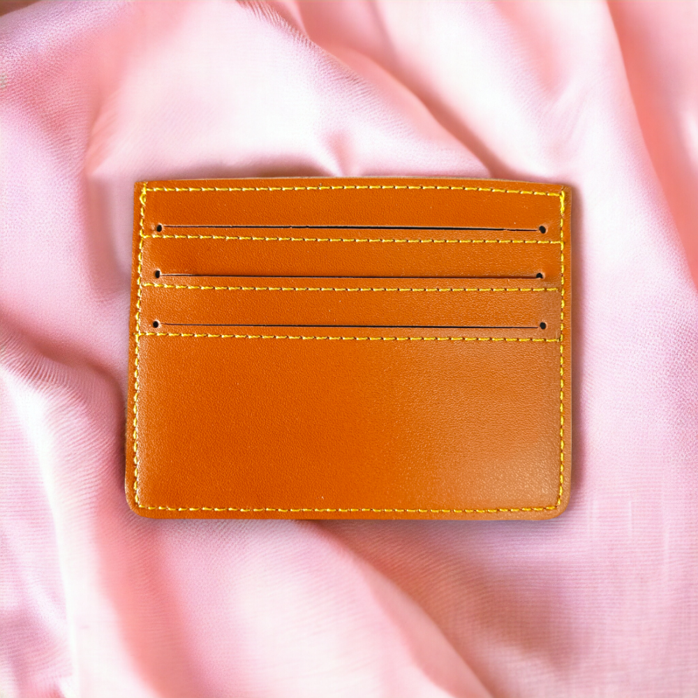PERSONALISED LEATHER MINIMALISTIC CARD HOLDER - TAN hover
