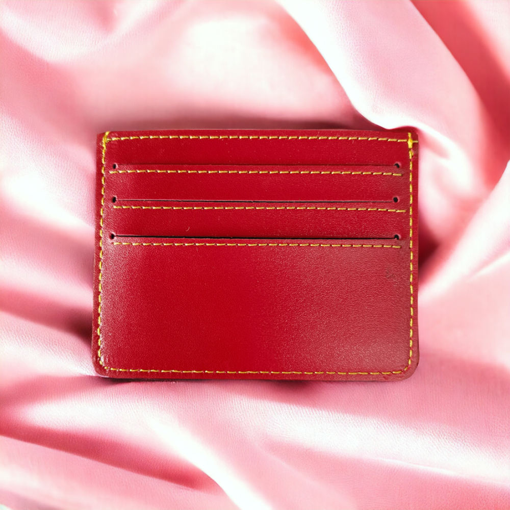 PERSONALISED LEATHER MINIMALISTIC CARD HOLDER - WINE hover