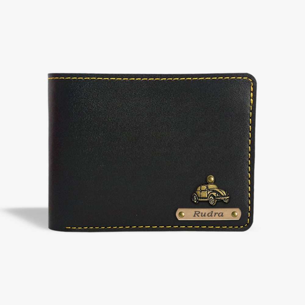 PERSONALISED MENS WALLET WITH CHARM - BLACK