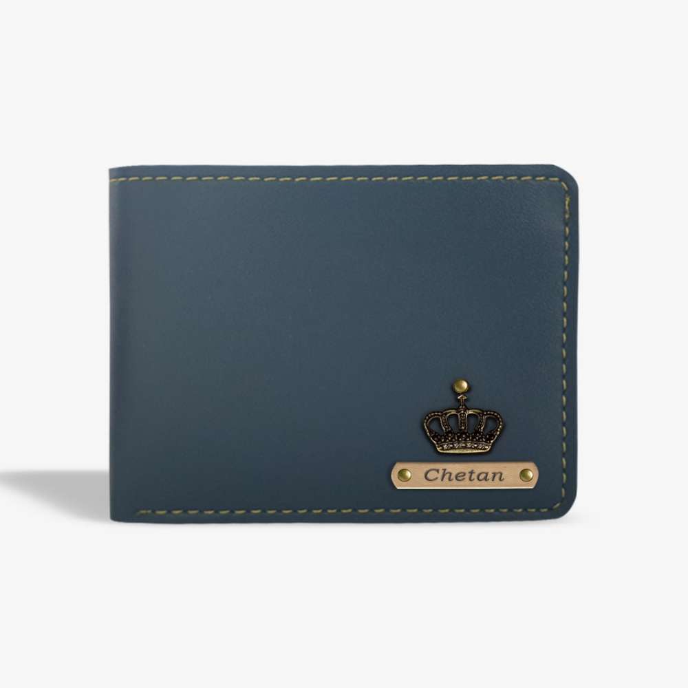 PERSONALISED MENS WALLET WITH CHARM - BLUE