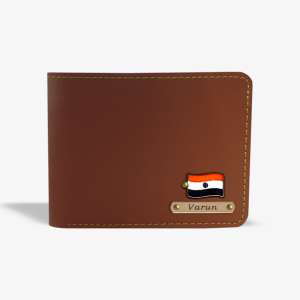 PERSONALISED MENS WALLET WITH CHARM - TAN
