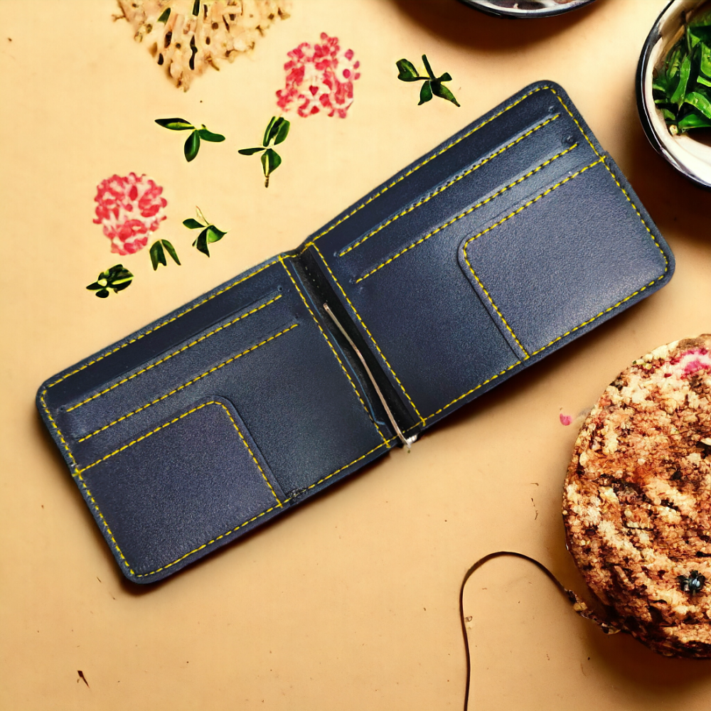 PERSONALISED MONEY CLIP WALLET - BLUE hover