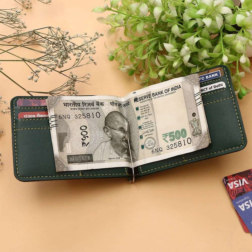 PERSONALISED MONEY CLIP WALLET - OLIVE hover