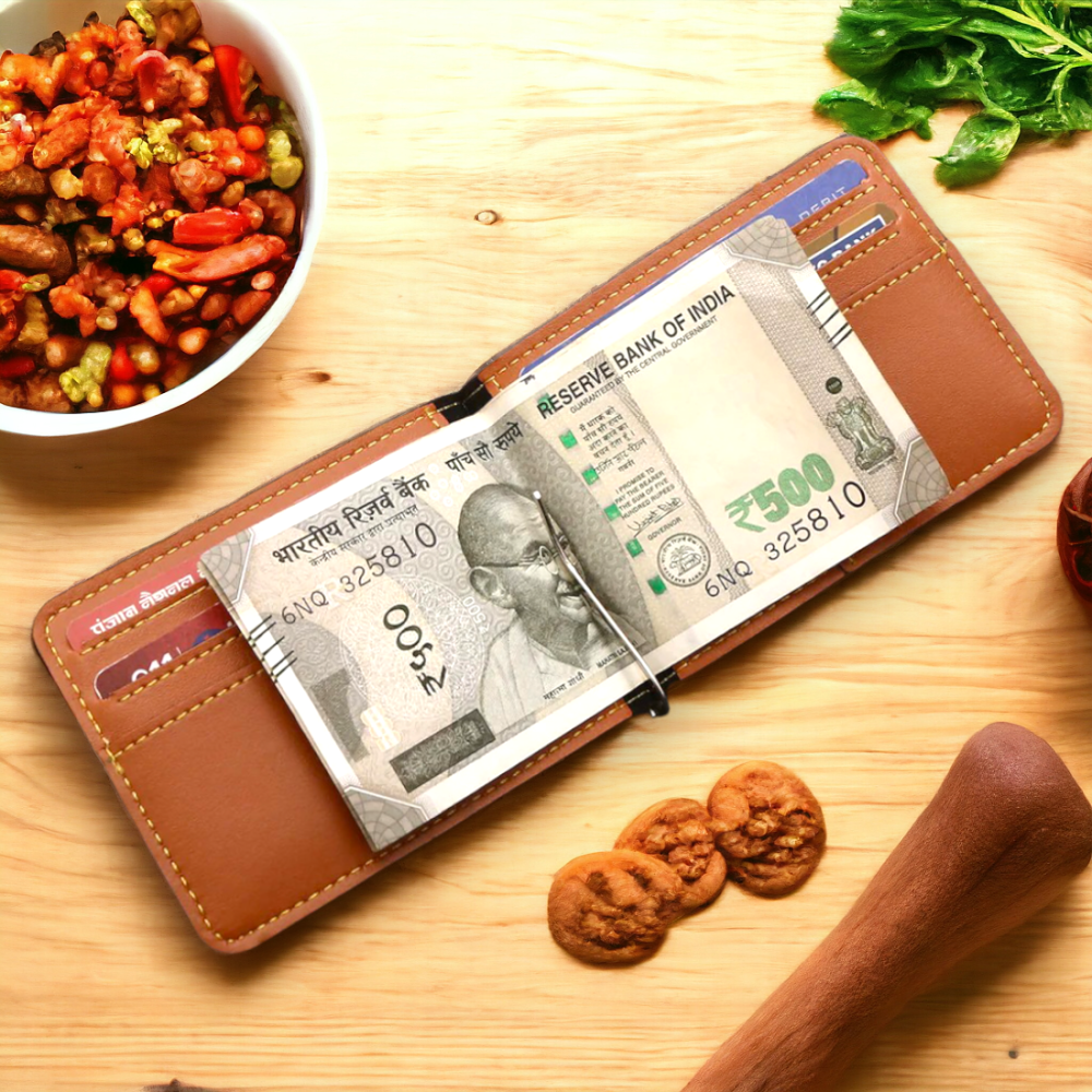 PERSONALISED MONEY CLIP WALLET - TAN hover