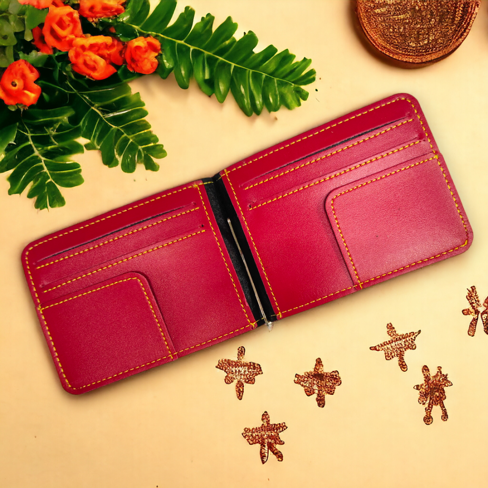 PERSONALISED MONEY CLIP WALLET - WINE hover