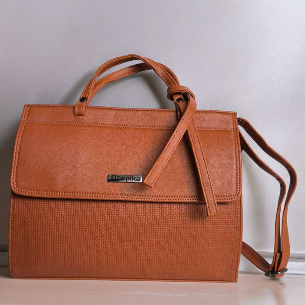 PERSONALISED PURE LEATHER KATE HANDBAGS FOR WOMEN - BROWN