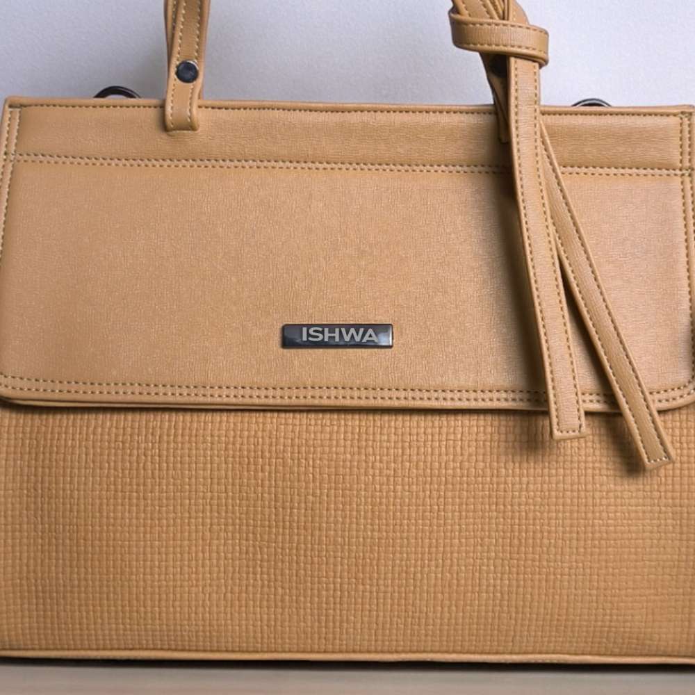 PERSONALISED PURE LEATHER KATE HANDBAGS FOR WOMEN - MUSTERED YELLOW hover