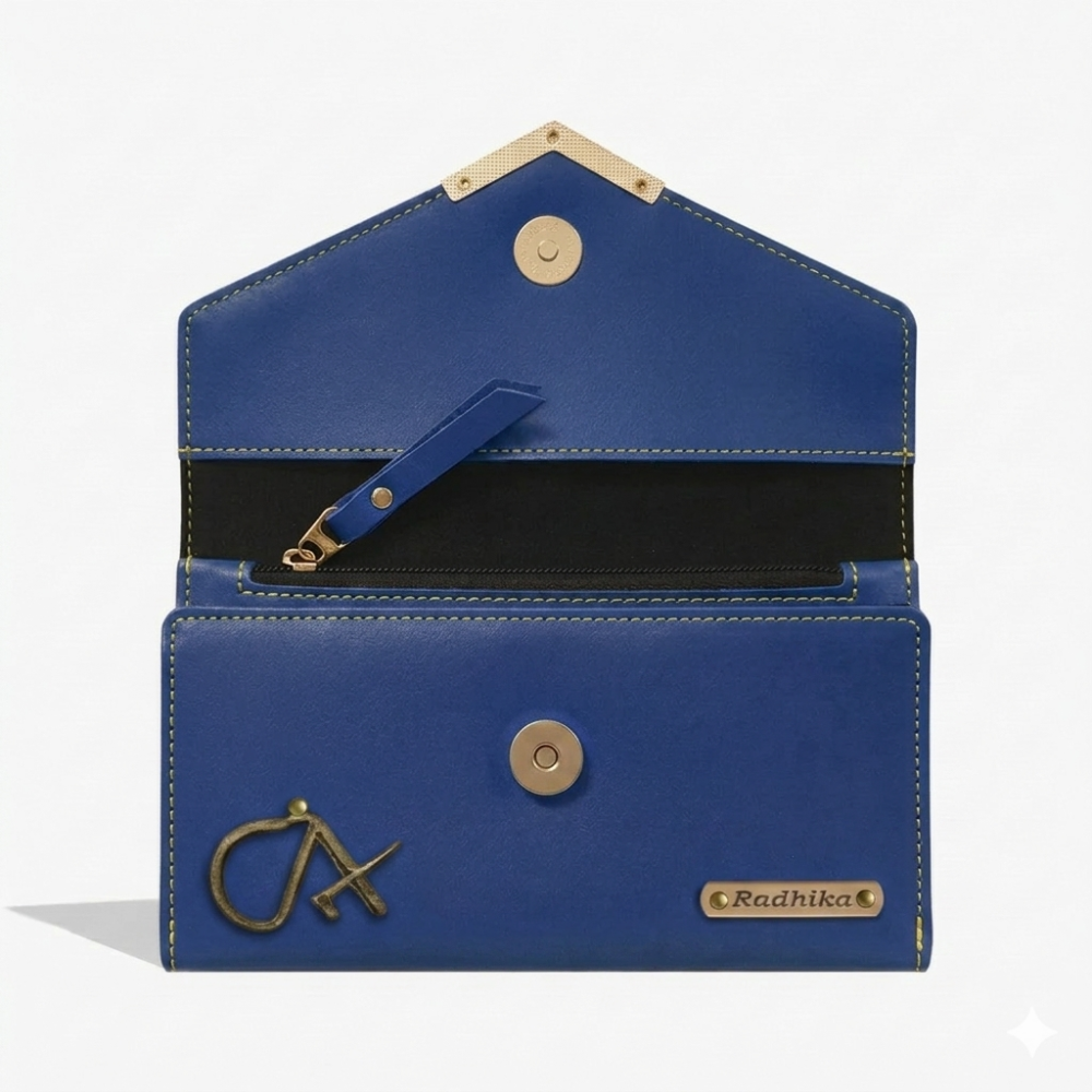 PERSONALISED WOMEN'S WALLET - BLUE hover