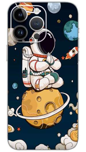 Astronaut cartoon Mobile Skin Wrap