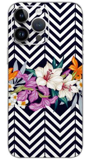 Black and White Zigzag Floral  Mobile Skin Wrap