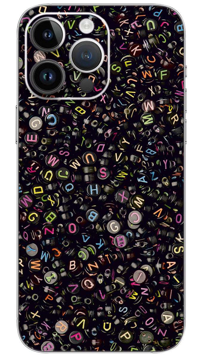 Black English alphabet beads pattern Mobile Skin Wrap
