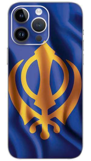 Blue background in sikh symbol Mobile Skin Wrap
