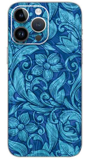 Blue Floral Pattern Mobile Skin Wrap