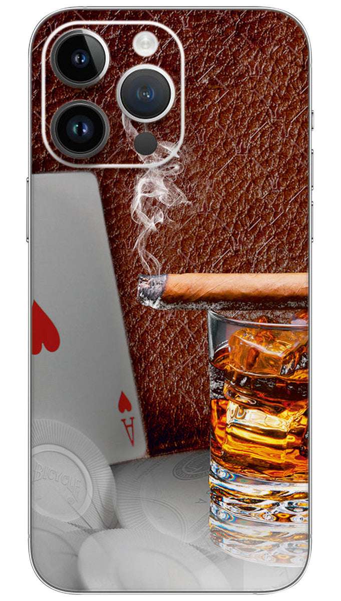 Cigar Whiskey Glass Mobile Skin Wrap