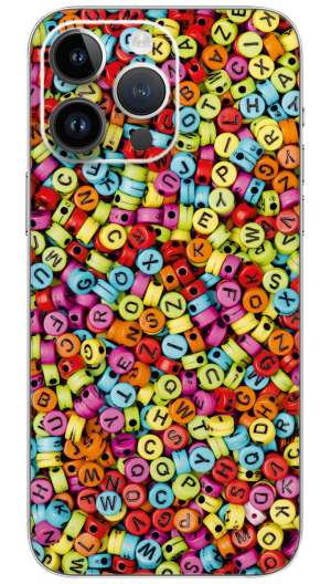 Colorful english letter pattern Mobile Skin Wrap