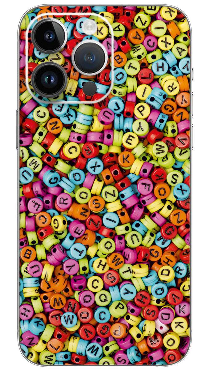Colorful english letter pattern Mobile Skin Wrap