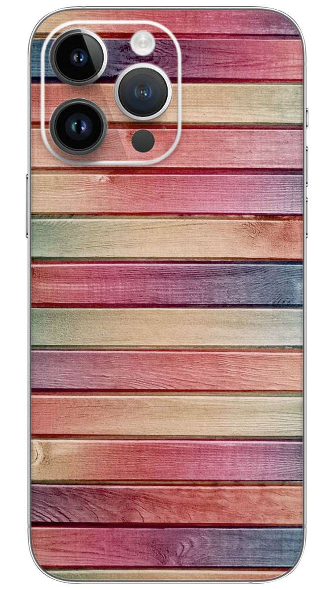 Colorful rich wooden pattern Mobile Skin Wrap