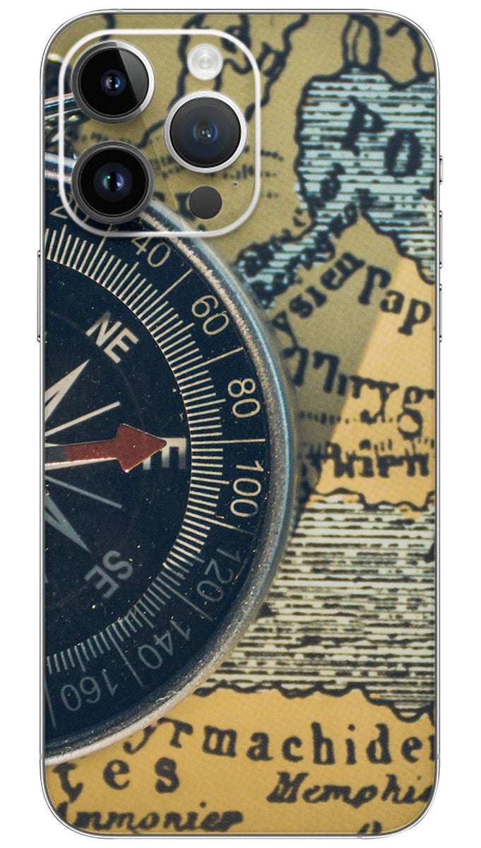 Compass on a Map Mobile Skin Wrap