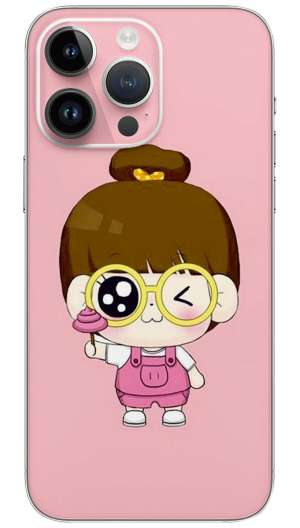 Cute girl cartoon  Mobile Skin Wrap