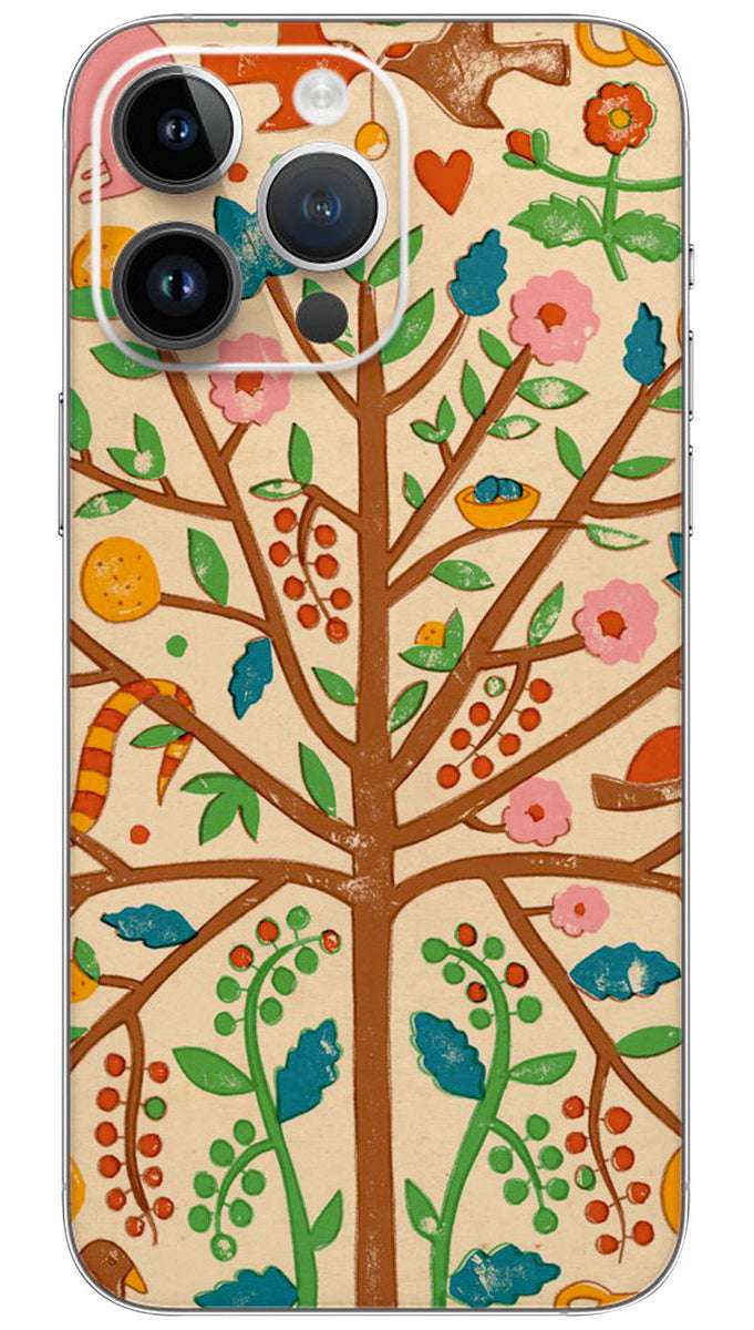 Folk Art Snood on a buff pattern Mobile Skin Wrap