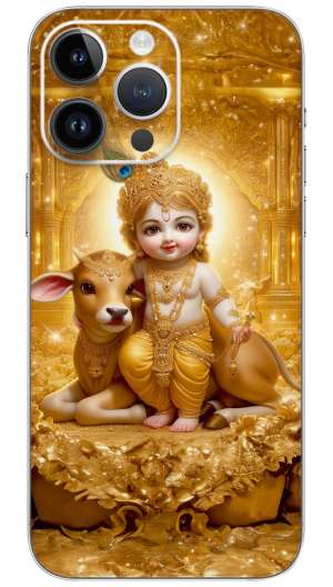 GOLDEN LITTLE KRISHNA  Mobile Skin Wrap