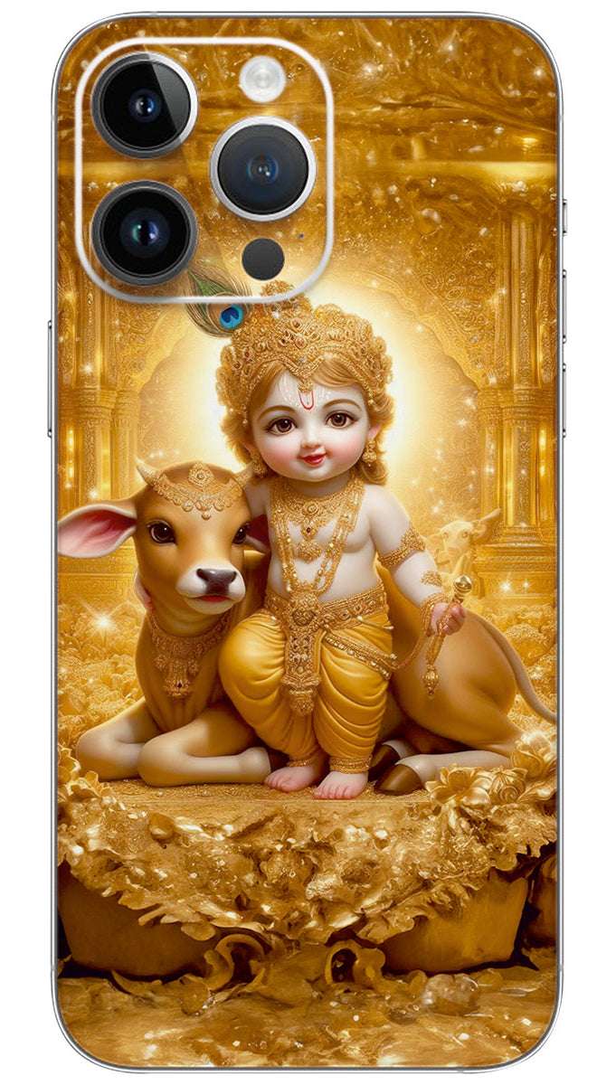 GOLDEN LITTLE KRISHNA  Mobile Skin Wrap
