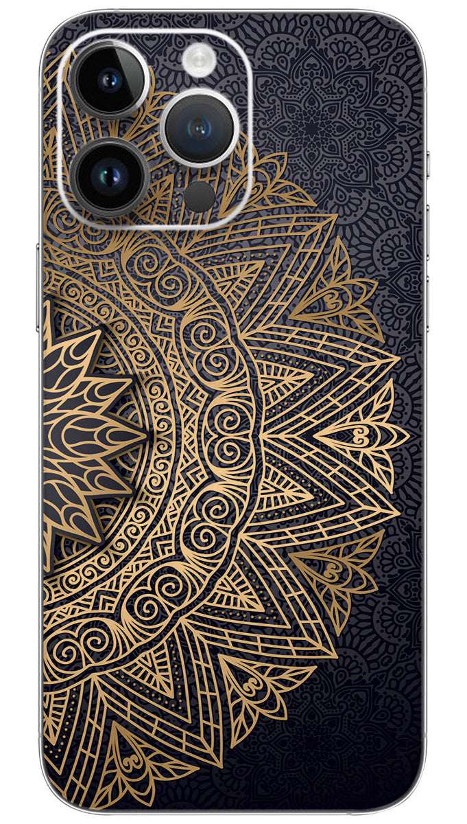 Intricate Golden Mandala Design Mobile Skin Wrap