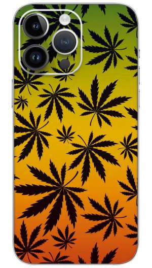 JAMAICA Flag Weed Leaf Silhouette Mobile Skin Wrap