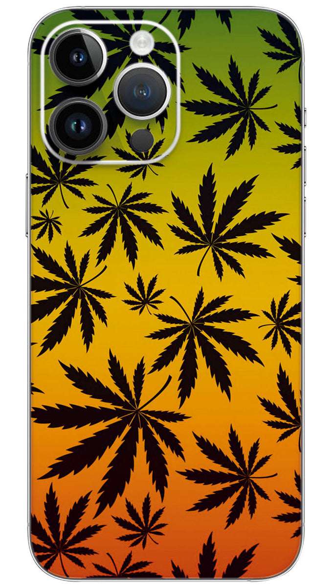 JAMAICA Flag Weed Leaf Silhouette Mobile Skin Wrap