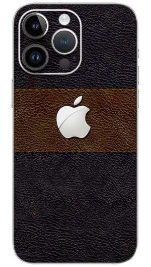 Leather style apple logo design Mobile Skin Wrap