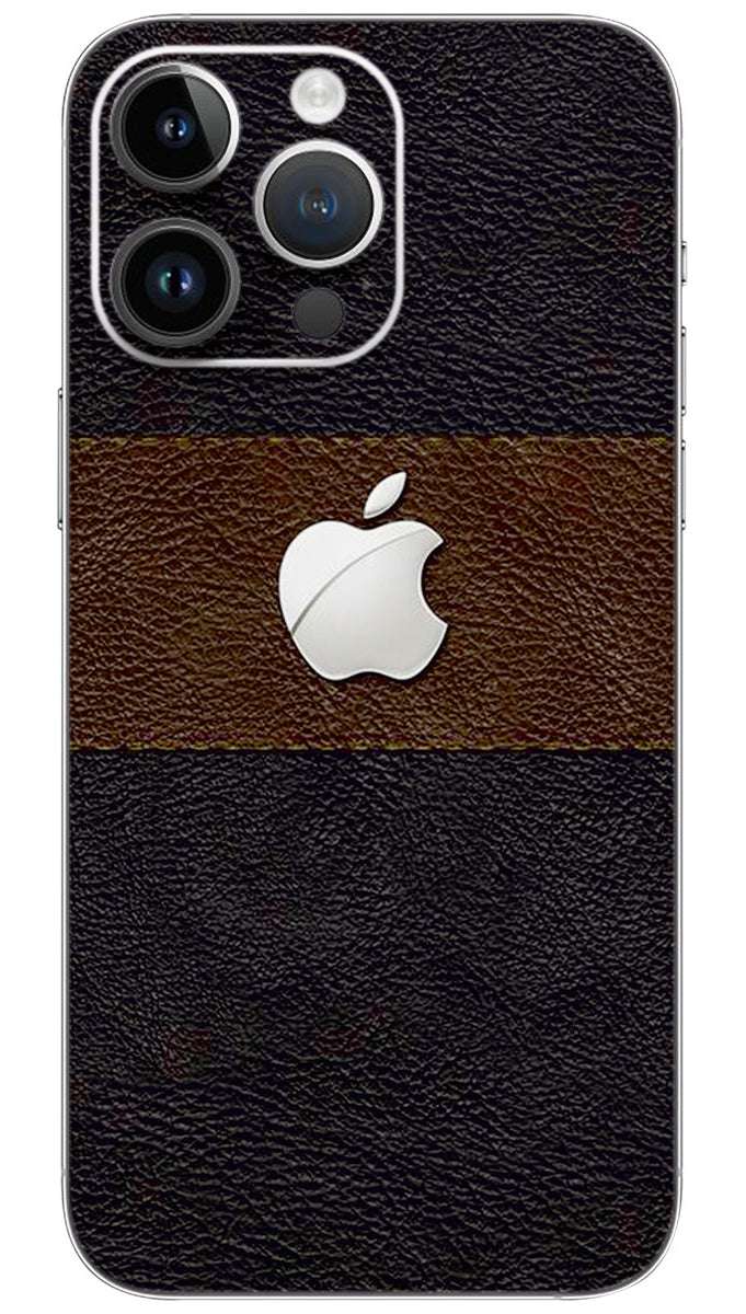 Leather style apple logo design Mobile Skin Wrap
