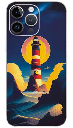 Lighthouse on the beach world Mobile Skin Wrap