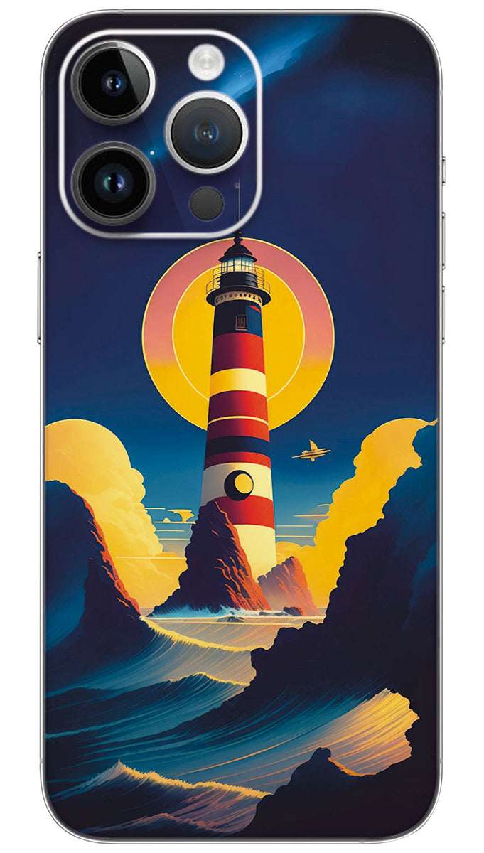 Lighthouse on the beach world Mobile Skin Wrap