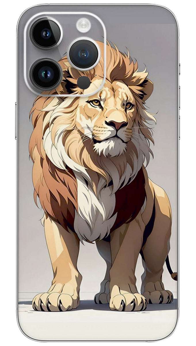 Lion's Grace: Minimalistic Line Mobile Skin Wrap