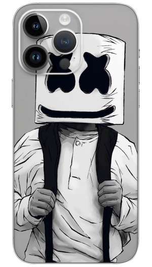 Marshmello head cartoon Mobile Skin Wrap