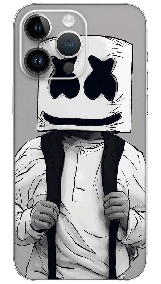 Marshmello head cartoon Mobile Skin Wrap