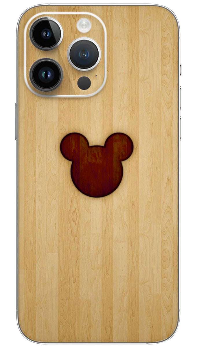 Mickey Mouse on wooden texture pattern Mobile Skin Wrap